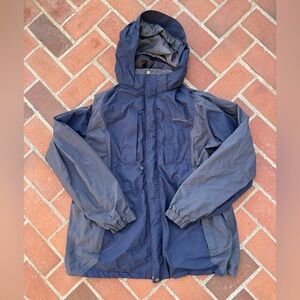 Eddie Bauer Men's Dark Blue Hooded Raincoat